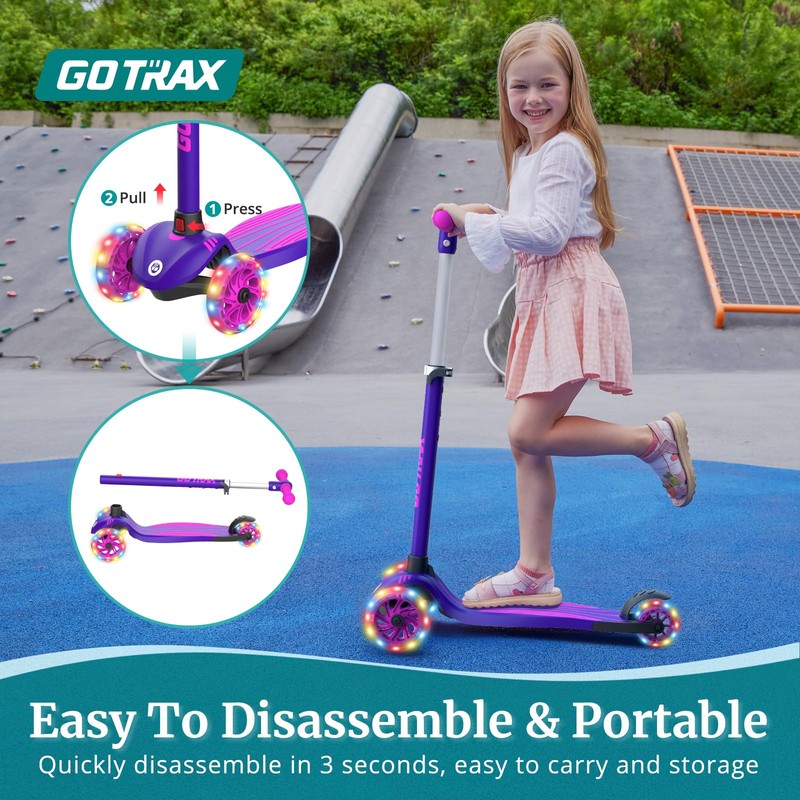 Gotrax KS1 Kids Kick Scooter, LED Lighted Wheels and 3
