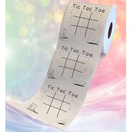 Printed TP Tic Tac Toe Printed Toilet Paper Gag Gift – Funny Toilet Paper Roll For Prank, Surprise, Bathroom Decor, Novelty Gift For Men, Women, Friends, Family, Birthday Party – 500 Sheets