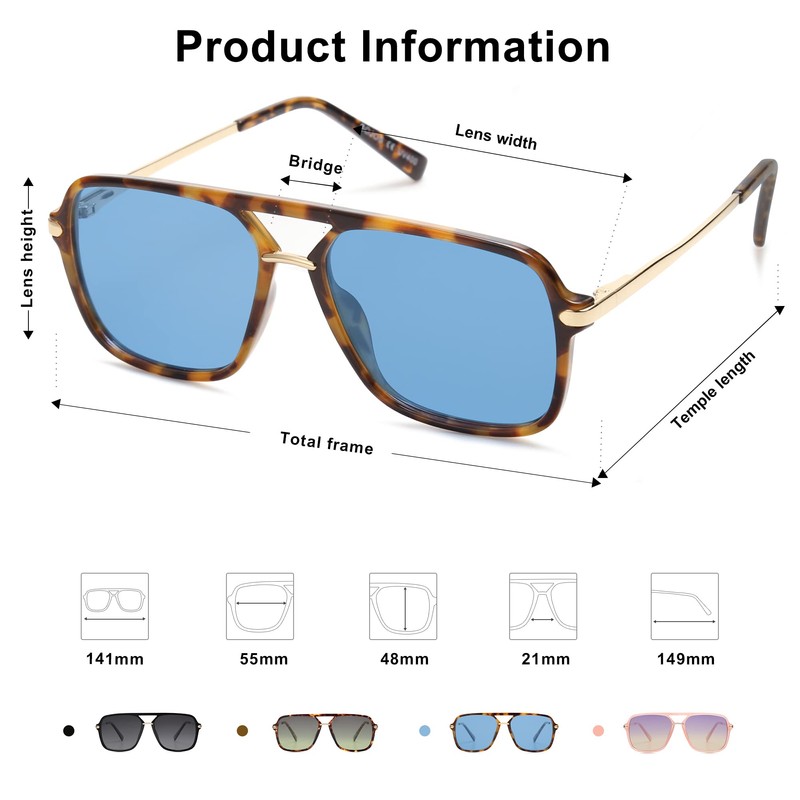 SOJOS Sunglasses for Women & Men, Square, Retro, Polarized Lens,