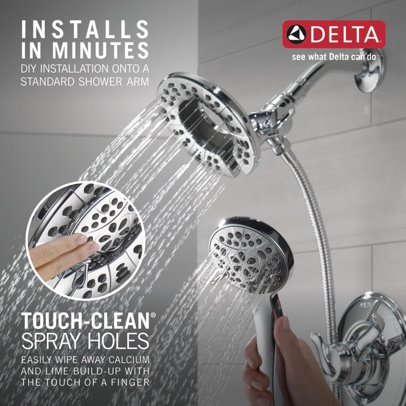 Delta 4-Setting In2ition 2-in-1 Dual Shower Head with HandHeld Spray,