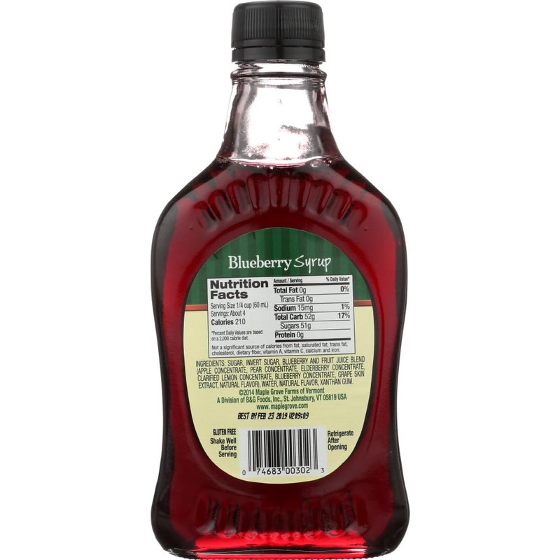 Maple Grove Farms Flavored Syrups, Blueberry, 8.5 Ounce