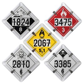 Numer-All Aluminum Flip File Placard, One Set with 5 Legends, Numbered - 13.75" x 13.75" White Back Plate with Rounded Corners, DOT Hazmat Compliant, J. J. Keller & Associates, Inc.