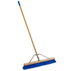 24" Hardwood Push Broom with Blue Flagged Polypropylene Bristles, Brace, and Hardwood Handle Cleaning Brush Outdoor Broom Outdoor Storage Heavy Duty Broom Outside Broom