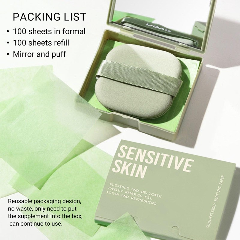 KYDA 200 Sheets Face Oil Blotting Paper, Included Refills, Mirror