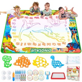 Jasonwell Aqua Water Doodle Mat 60x40 Inches Extra Large Magic Drawing Doodling Mat Coloring Mat Educational Toys Gifts for Kids Toddlers Boys Girls Age 2 3 4 5 6 7 8 Year Old (Dinosaur)