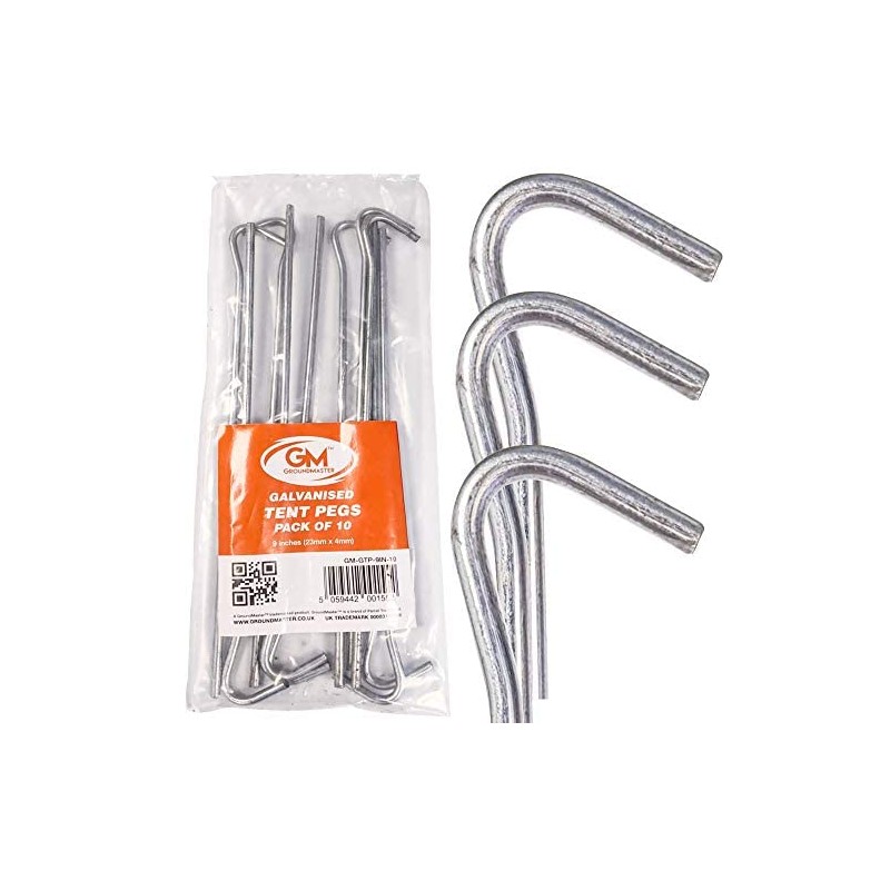 GroundMaster Tent Pegs | 9" Heavy Duty Galvanised Tent Pegs