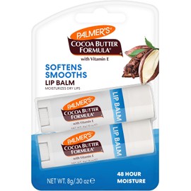 Palmer's Cocoa Butter Formula Dúo-Pack Bálsamo Labial con Manteca de Cacao y Vitamina E, 48 Horas de Humectación, Dermatológicamente Probado 4g x 2