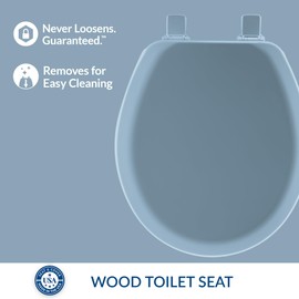 Mayfair Cameron Sky Blue Toilet Seat, Non Slip Heavy Duty Wood, Easy Clean, Round