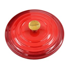 Home Cast Iron Enameled Dutch Oven Pot with Lid Sauce Pan, Pasta Server, Stove Top Pot, Dish for Sourdough Bread, Slow Cooking Chicken, Soup & More, Kitchen Cookware - Red