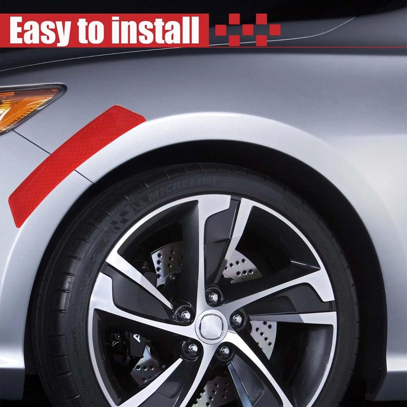 2PCS Car Reflective Trim Side Marker Stickers, Anti-Collision Wheel Eyebrow