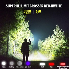 AOMEES UV Taschenlampe LED Extrem Hell mit Aufladbar Akku, Zoombar, Rotlich und Weißes Licht COB Arbeitsleuchte, USB Aufladbare Taschenlampe mit Starke Magnet, 7 Modi, 395nm UV für Banknoten, Urin