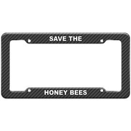 GRAPHICS & MORE Carbon Fiber Pattern License Plate Frame Save The Endangered Animals Species A-J - Honey Bees