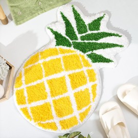 FROZZUR Pineapple Bath Mat, Non Slip Bathroom Mats, Fun Cartoon Pineapple Bathroom Decor, Fruit Shaped Absorbent Bathtub Rug Bathroom Tub Plush Shower Rugs Washable