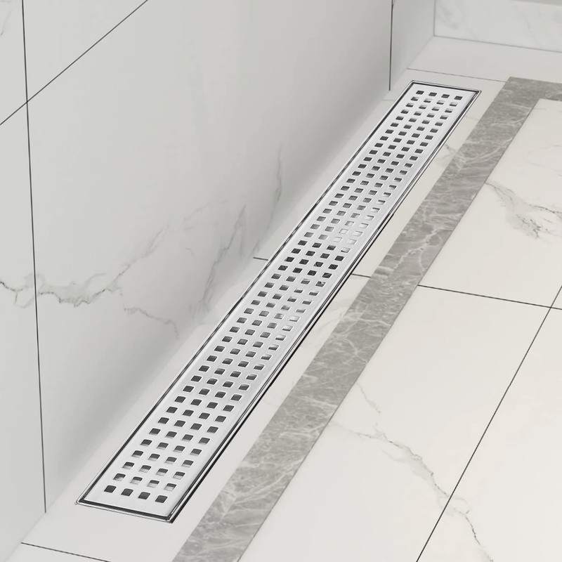 Elefloom Linear Shower Drain, Shower Drain 32 inch with Removable