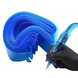 100 Piezas Cubre Clip Cord Bolsas Protectoras para Cable Tattoo Sleeves Mangas Para Máquina de Tatuajes Cubierta Accesorio Tatuaje (Azul)