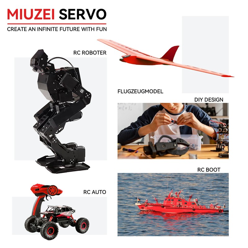 Miuzei 20KG RC Servo Motor High Torque Metal Gear Digital