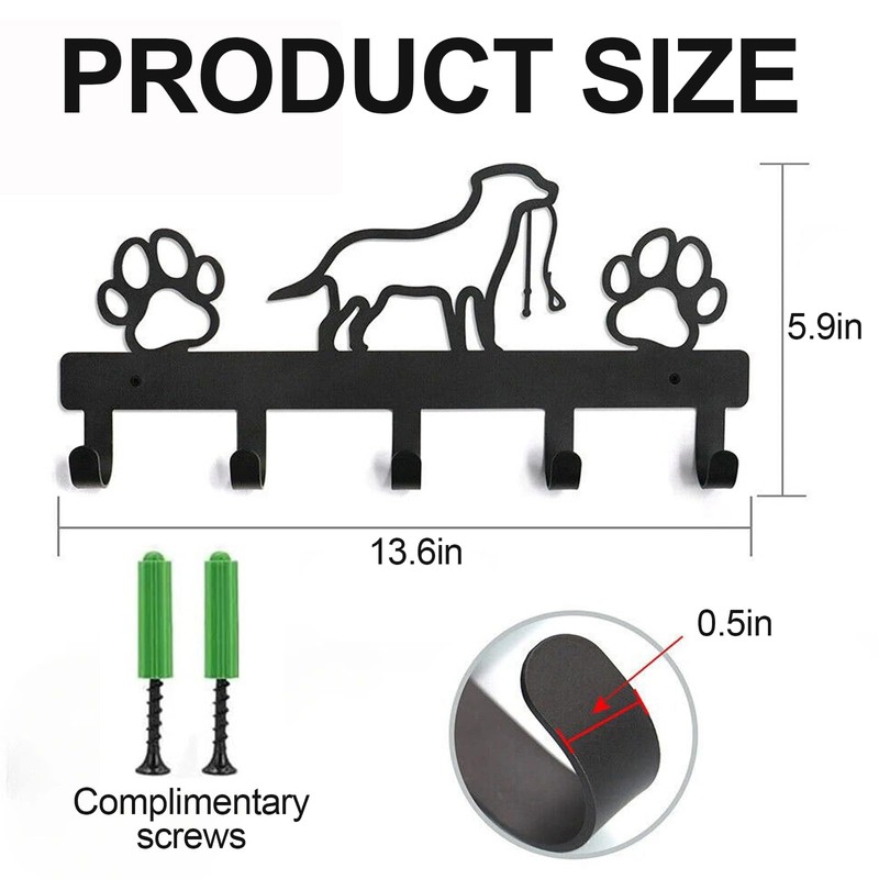 lomdung Dog Coat Rack with 5 Hooks, Coat Hook with
