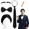 Halloween Costume Accessories Include Black Wig,Tie,Bowtie and Moustache for Men