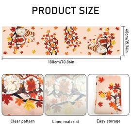 Lets Joy Maple Leaves Autumn Table Runner, 40 x 140 cm Fashion Pumpkins Maple Leaves Autumn Table Runner, Seasonal Kitchen Table Decoration, Party Table Thanksgiving Autumn Time Decoration