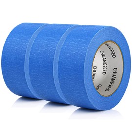 CHUANGSEED 3-Pack Blue Painters Tape 1.88 Inches x 60 Yards Blue Masking Tape Bulk - Sharp Edge Line Technology, Produces Sharp Lines Residue-Free and Artisan Grade Wall Trim Tape | CHUANGSEED