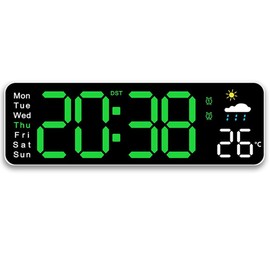 Tomedeks Wanduhr Digital 12 Zoll LED Wanduhr Groß Display Digital Uhr mit Fernbedienung Countdown Einstellbarer Helligkeit Wanduhr mit Uhrzeit/Datum/Temperatur für Wohnzimmer Küche Büro Gym