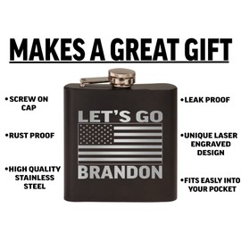 Rogue River Tactical Funny Lets go Brandon USA American Flag Stainless Steel Hip Flask Premium Matte Black Makes a Great Gift For Him Dad Father