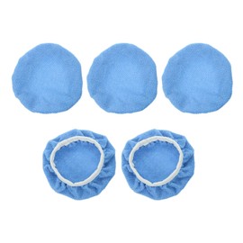HARFINGTON 5pcs Car Polisher Bonnet Buffing Pad Micro-fiber Polishing Buffing Pad Cover for 7"-8" Car Buffer Bonnets Polisher, Light Blue