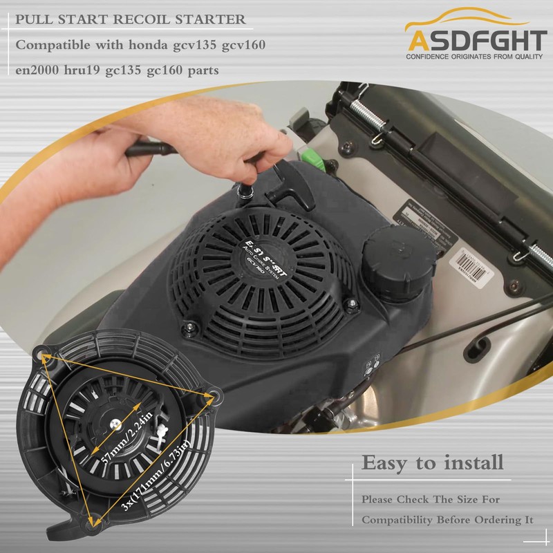 ASDFGHT gcv160 Pull Start Recoil Starter, Black, 13007