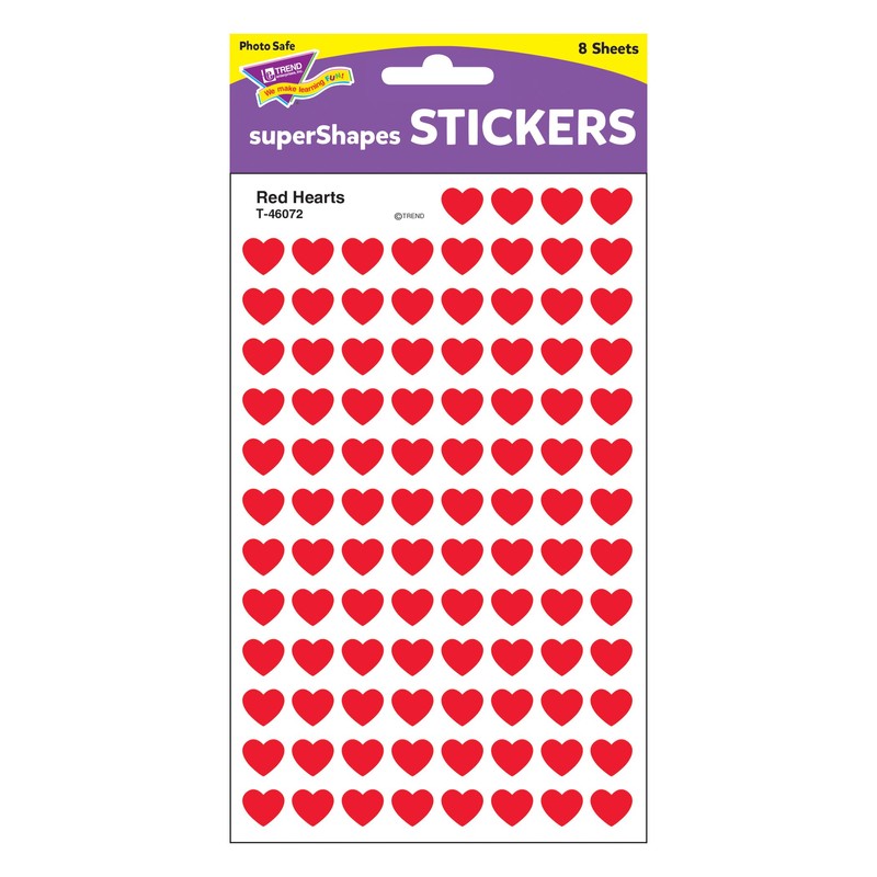 Trend Enterprises Red Hearts Super Shapes Stickers (T-46072)