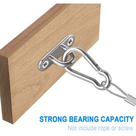 JOYUE Stainless Steel Eye Plate and Stainless Steel Carabiner, Stainless Steel Cover Plate Carabiner Hook, Premium Eyelet Plate for Sun Sail, Hanging Chair, Wall Mounting, Ceiling Mounting, Wall Hook