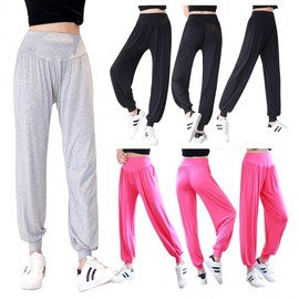 Women's Summer Loose Vertical Lantern Modal Yoga & Sports Pants Plus Size Size M 40.00 kg-57.50 kg/Light Gray 3ea