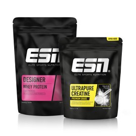 ESN Designer Whey Proteinpulver, Banana, 1 kg + Ultrapure Creatine Monohydrate, 500 g, die Kombi zum Muskelaufbau und -erhalt, geprüfte Qualität - made in Germany