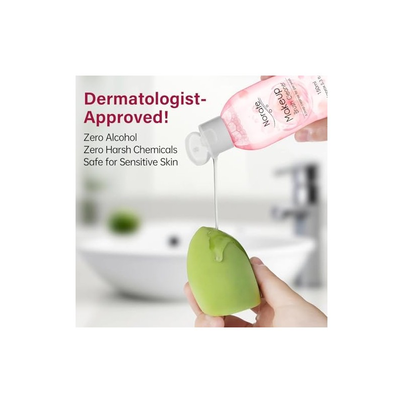 Norate Limpiador de brochas de maquillaje, solución limpiadora para brochas