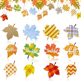 Thanksgiving Decorations 12pcs Thanksgiving Wooden Hanging Ornaments Maple Leaves Pumpkin Autumn Hanging Pendant Decoration for Thanksgiving Fall Party Home Decor Y7SYGJ