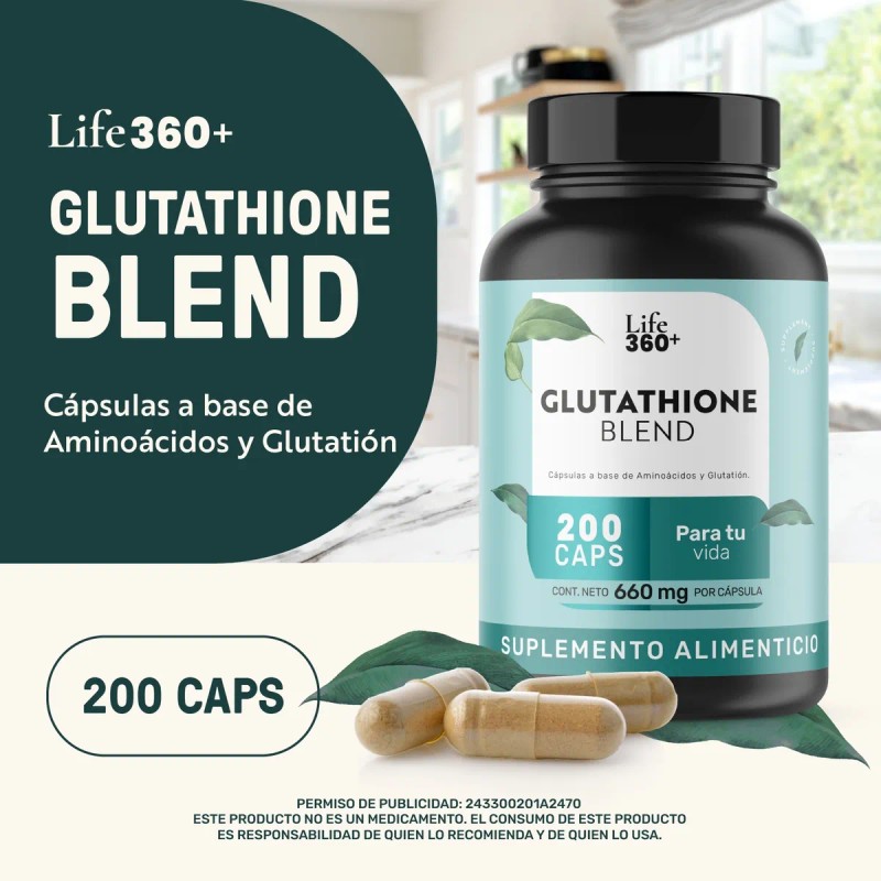 Glutatin Cpsulas Life360 Glutathione Blend 200 Cpsulas Sin Sabor