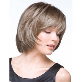 Royalfirst Short Straight Blonde Color Fashion Soft Touch Bob Women Wig with Bangs