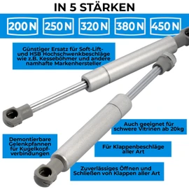 Stahlia Gas Strut 320N Replacement for Lift-O-Mat Compression Spring Flap Fitting Door Damper