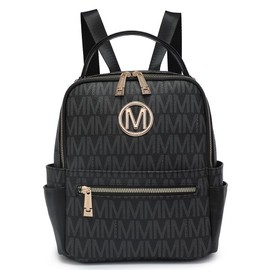 MKP Small Backpack Purse for Women ,Fashion Multi-Pocket Daypack with Front Zip Pocket, Work/Shopping/Travel Bags - Color: Black