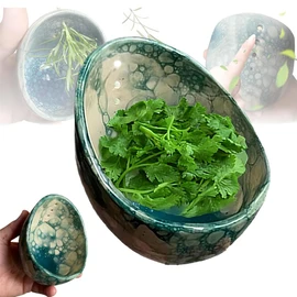 Handmade Pottery Herb Stripper Bowl - Ideal for Peeling Leafy Assemblies of Cilantro, Rosemary