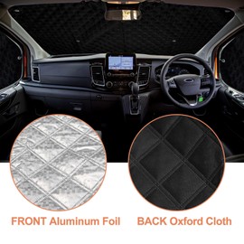 Thermal Windscreen Cover for F-ord Transit Custom, 3PCS Ultra Thick Internal Thermal Blind Sun Protection Foldable Window Screen Cover with Storage Bag, 98% Blackout