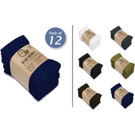 Softolle Bar Mop Towels, Pack of 12-16x19 Inches - 100% Cotton Super Absorbent Towels, Multi-Purpose for Home and Bar Cleaning (Navy Blue)