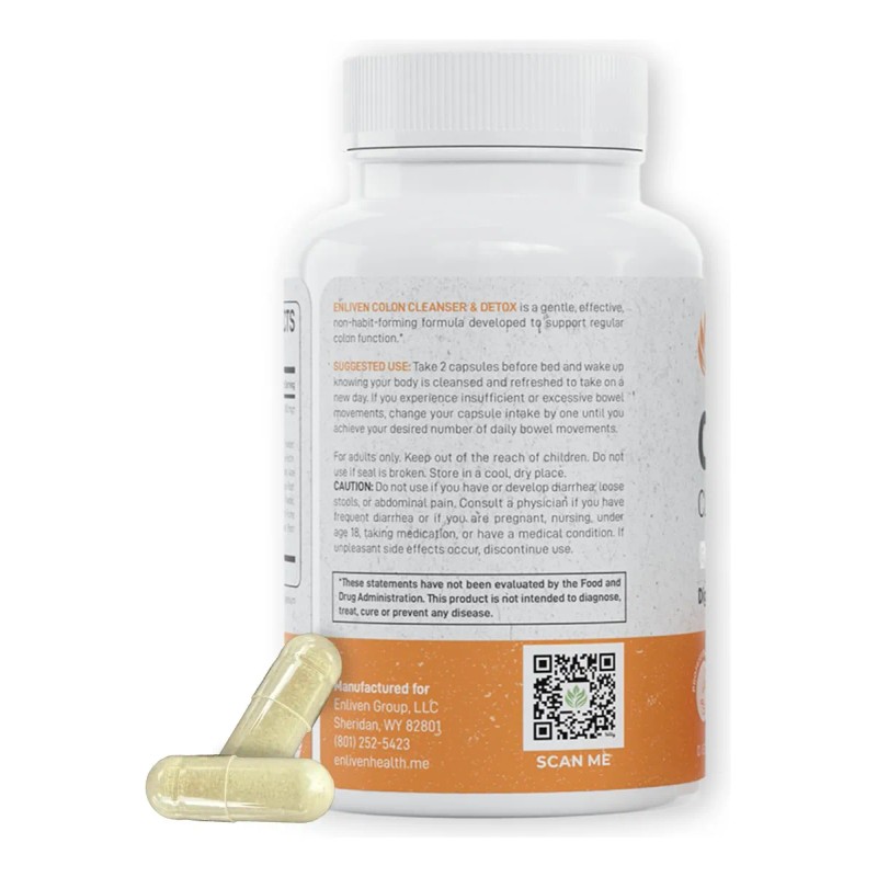 Enliven Limpieza Diario Colon Detox Cápsulas 60 Natural Usa