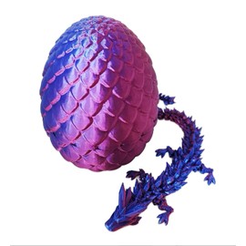 NIRPAUS Dragon Egg and Dragon Figure Set Fantasy Collectible Toy (Metlic Purple)