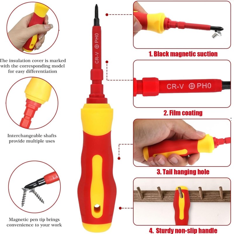 CANOPUS Upgraded Insulated Magnetic Screwdriver Set, 14 in 1 Magnetic
