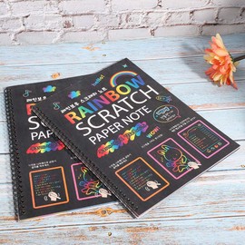 Pwshymi Nota de Papel para Rascar, con recubrimiento de tercera generacion y colores vibrantes Nota de Papel Rascable, para niños y estudiantes dibujar