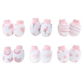 Newborn Baby Cotton Gloves, No Scratch Mittens, 6 Pairs Baby Gloves, Cotton Mittens, Anti-Grab Mittens for 0-6 Months Baby Boys and Girls, for Baby Care