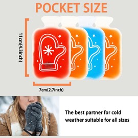 Hand Warmers Click, Reusable Snap Heat Pack, Hand Warmers Boil Click Heat Pocket Hand Warmer, Pouch Gel Hand Warmers Long Lasting Warmth (Glove Pattern (4 Count), 12.5×7.5 CM)