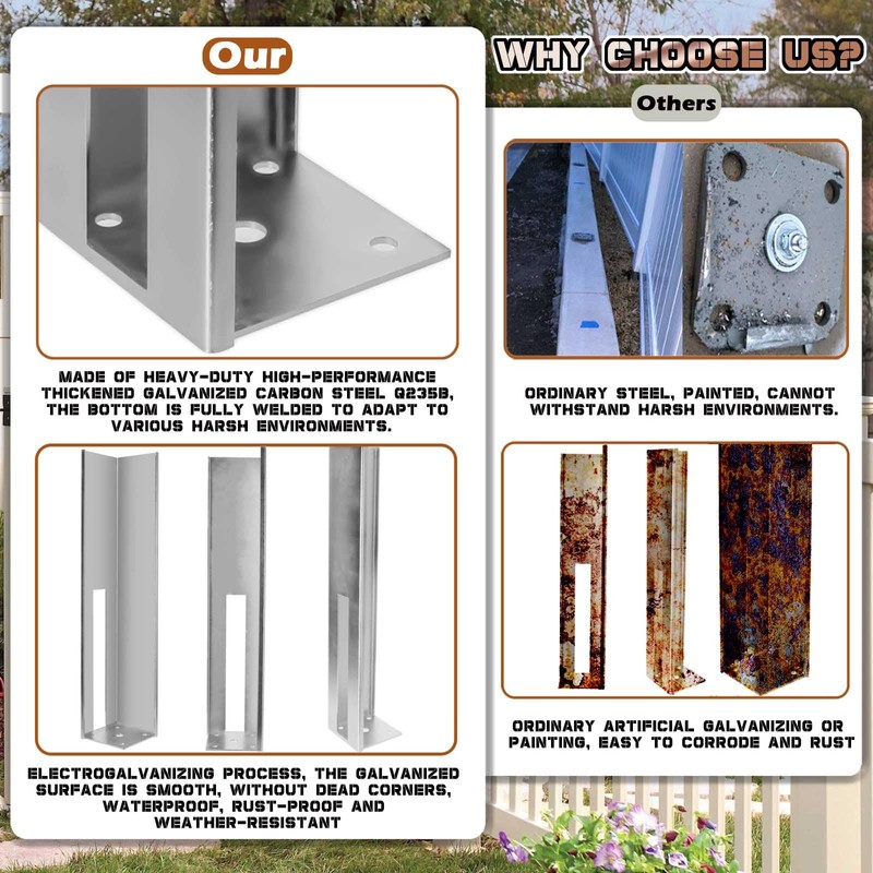 2 Pack Hot Dipped Galvanized Wood Post Mount Tower/Vinyl Fence