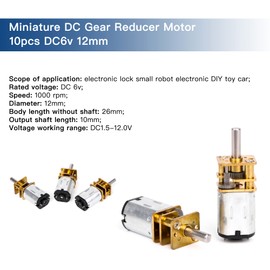 CNBTR 12mm DC Speed Reduction Gear Motor Gearwheel Replacement for GA12-N20 1000RPM Miniature Metal Electric 6V(DC1.5 to 12.0V) with 10mm Output Shaft Set of 10