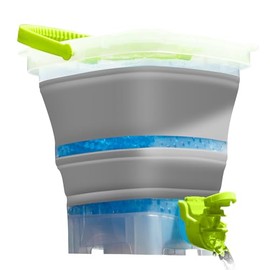 Gel Splatter Round Bucket, Portable Blaster Ammo Depot, Collapsible Blaster Accessories, 10,000+ Bonus, Large Capacity Container & Fast Loading Nozzle, Green